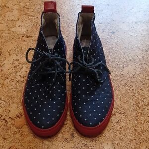 Del Toro Men's Alto Sunbrella Navy/White/Red Polka Dot Chukka Sneakers Size 9